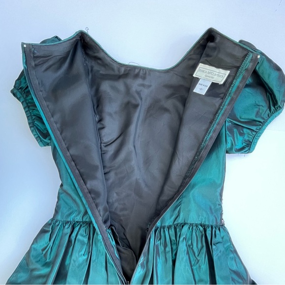 Jessica McClintock Gunne Sax Green Dress w/ Sequins on Bodice Black Trim Size 10 - Picture 7 of 15
